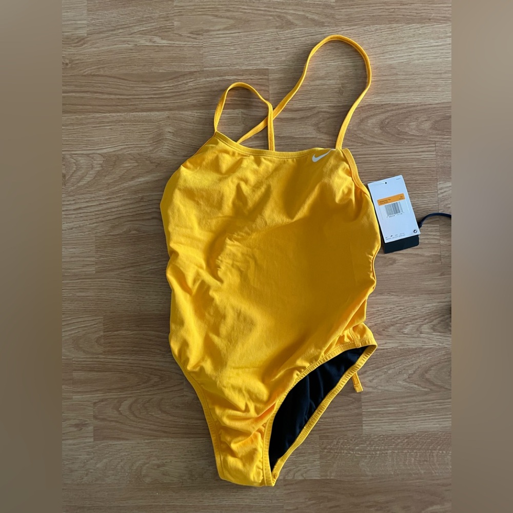 Nike Yellow tie back swimsuit. Hydeostrong. Size 34